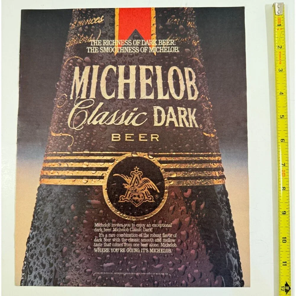 Vintage 1985 Michelob Classic Dark Beer Advertisement Print Ad Bar Decor